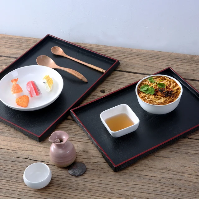 Wood ABS Large Rectangular Restaurant Hotel Supplies Food Serving Japanese Tray