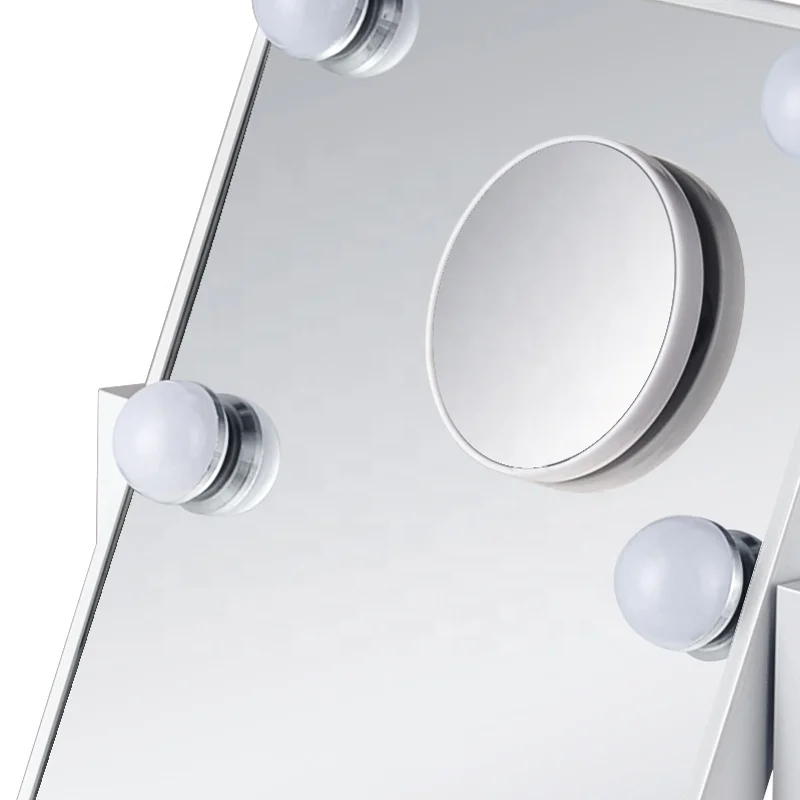 6 Bulbs LED Lighted Makeup Table 360 Degree Rotation Vanity frameless hollywood makeup mirror