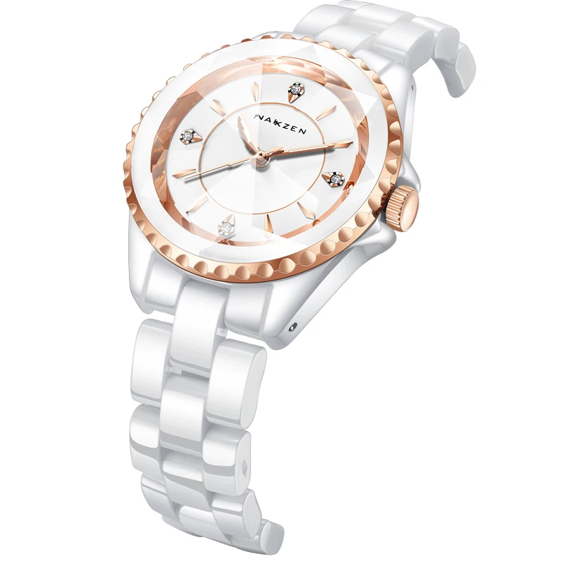 
NAKZEN brand watch for lady elegant ceramic quartz wristwatch waterproof uhren damen stylish ladies watch women 