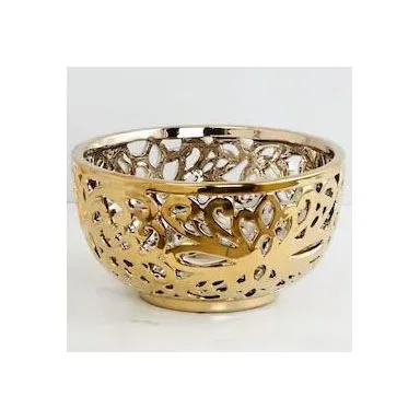 hot selling antique design metal serving bowl with gold stand serving bowl for table centerpiece decor ramadan serving bowl