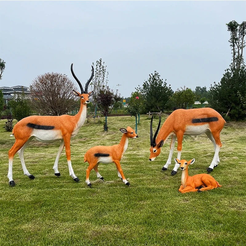 Custom contemporary art wildlife life size fiberglass gazelle statue