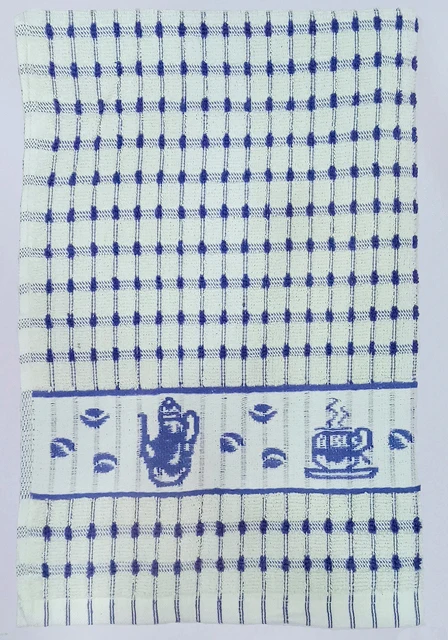 
100% Cotton Woven Jacquard Coffee Time Terry Tea Towels 