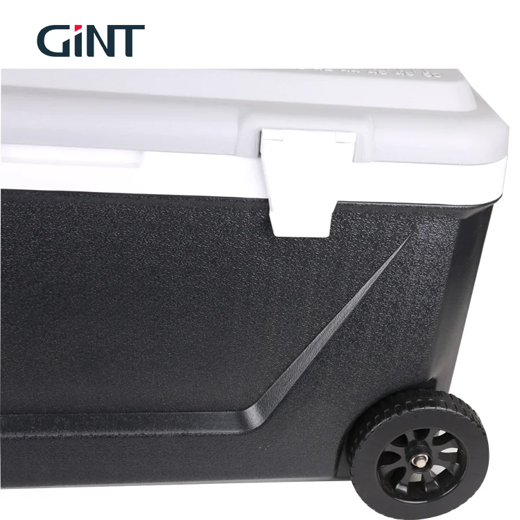 Plastic hiking outdoor modern portable camping plastic juice cooler box with wheels pulling picnic food cans ice