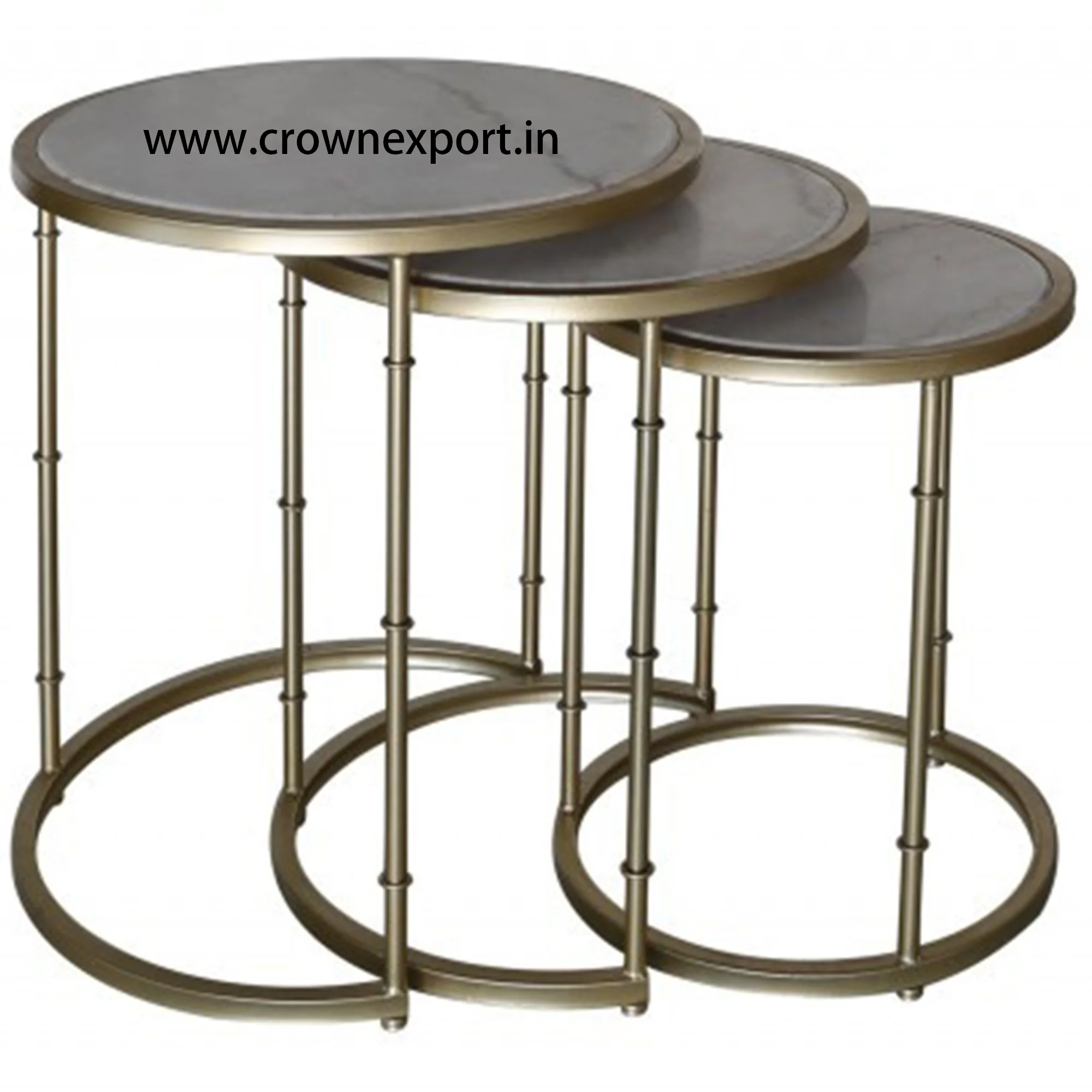 Modern Circular Shape Colorful Engraved Finished Iron Metal Nested Table/ Coffee Table set of 3 for home Decoration Furniture