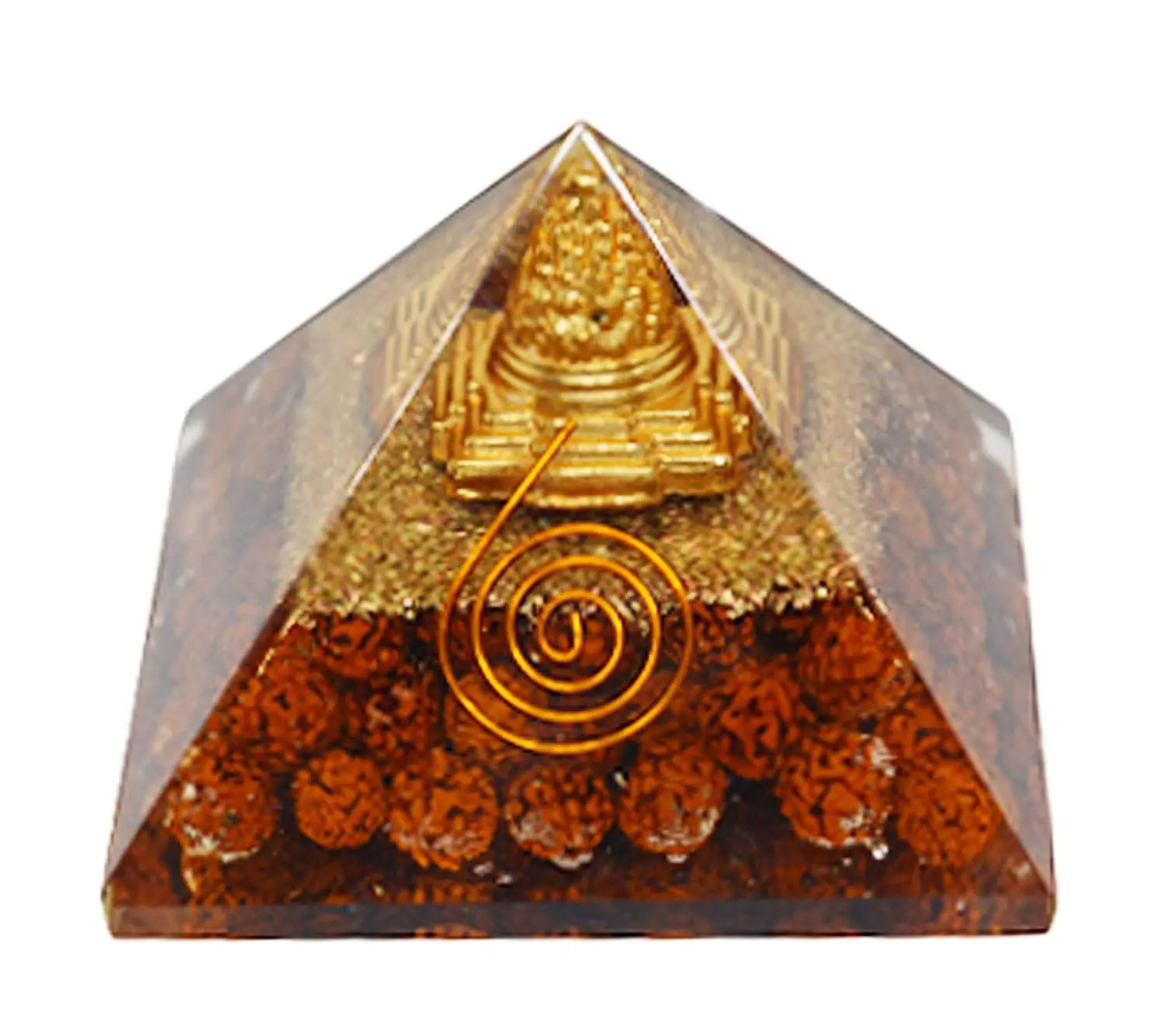 wholesale orgone sri yantra  pyramid /orgonite quartz point copper stone pyramid:reiki healing stone:shri yantra pyramid:emf