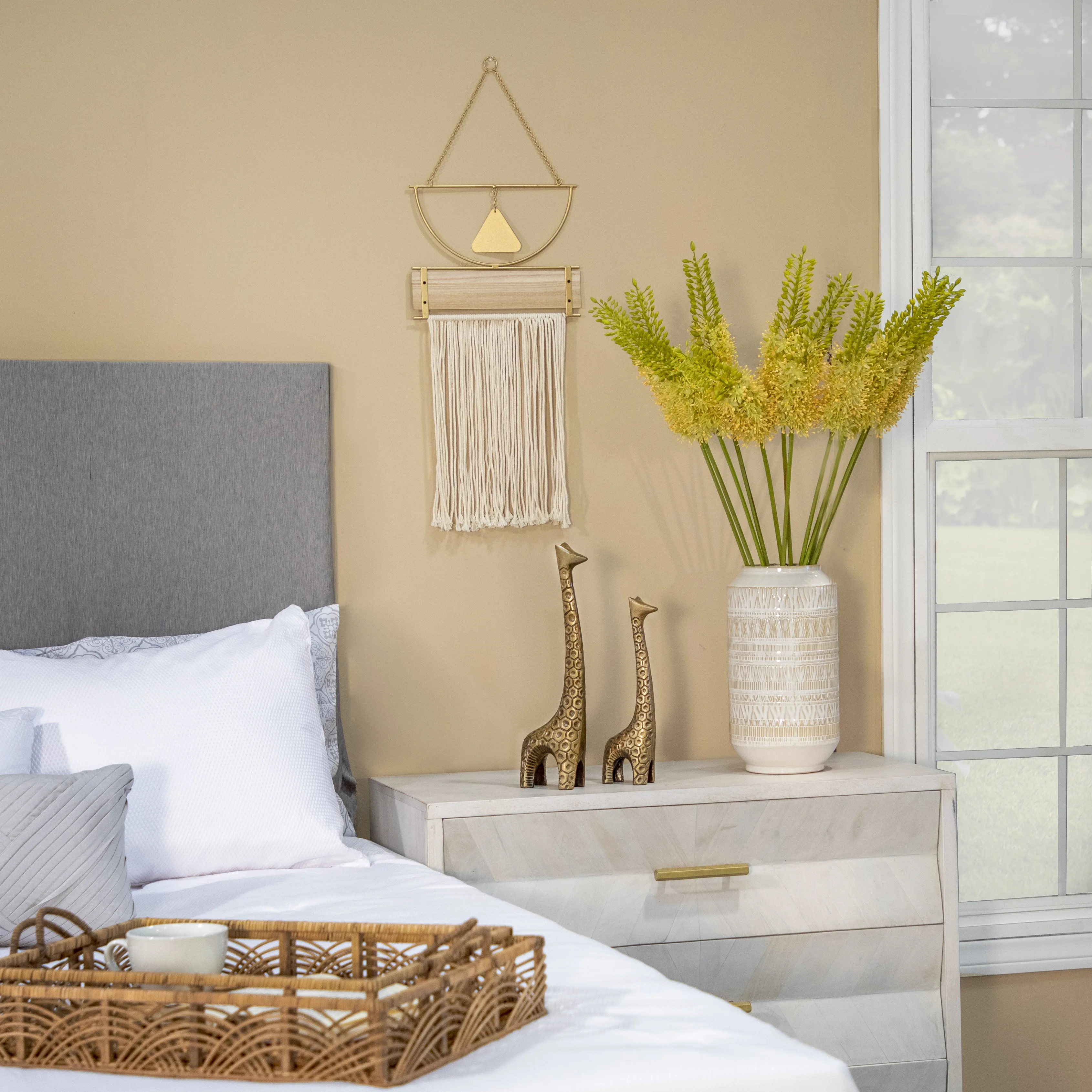 Sagebrook Home Ceramic 14 Inch Tribal Look Vase Beige Color High Quality