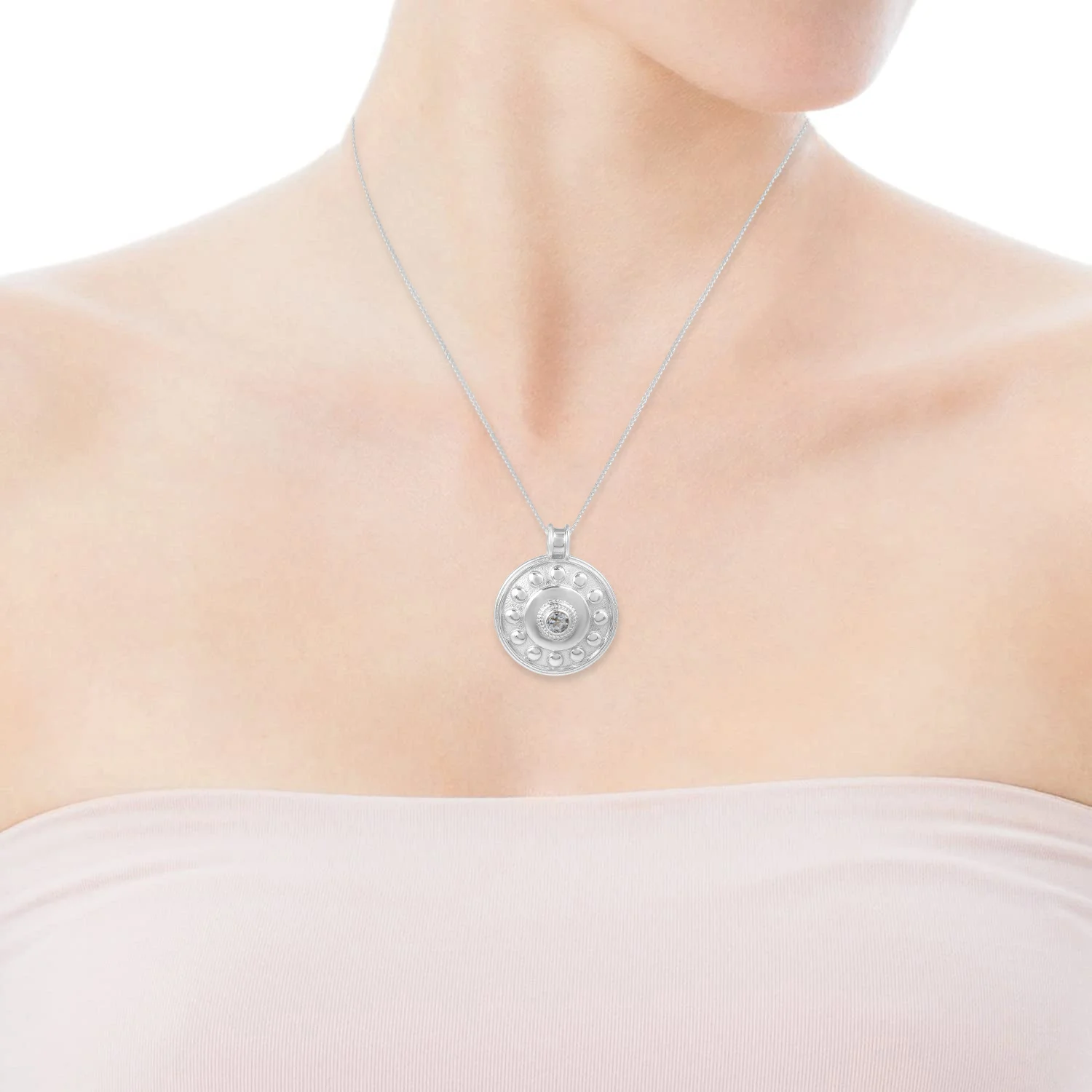 Women Special Blue Topaz Stone Necklace 925 Sterling Silver Round Charm Natural Gemstone Pendant Customized Fine Jewelry