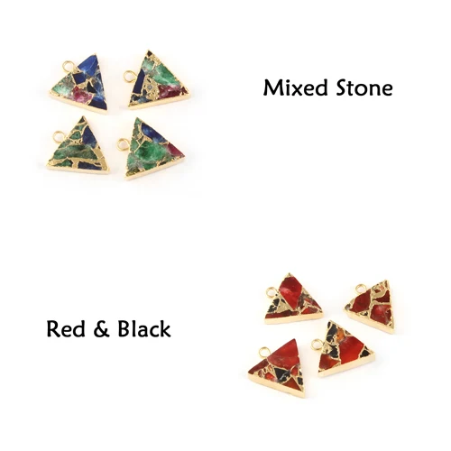 Minimalism triangle shape mohave copper red & black copper turquoise connector brass 18k gold plated diy single bail connectors