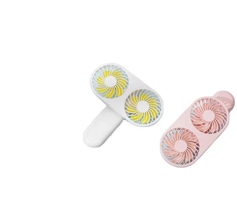 Best cooler Summer Mini Handheld Rechargeable Cool Air Fan Portable Pocket Fan Double Heads Mini Fan