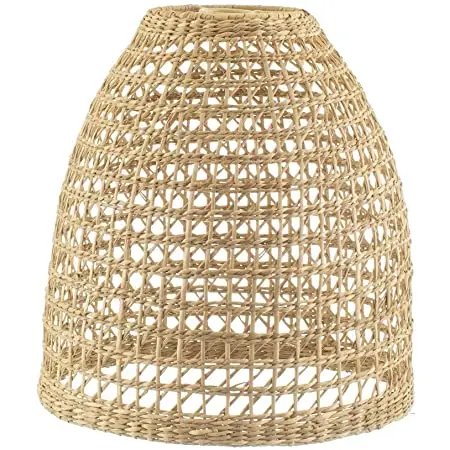 Handmade Braided Natural Eco-friendly Rattan Lamps Rattan Seagrass Lighting Lamp Shade rattan floor lamp