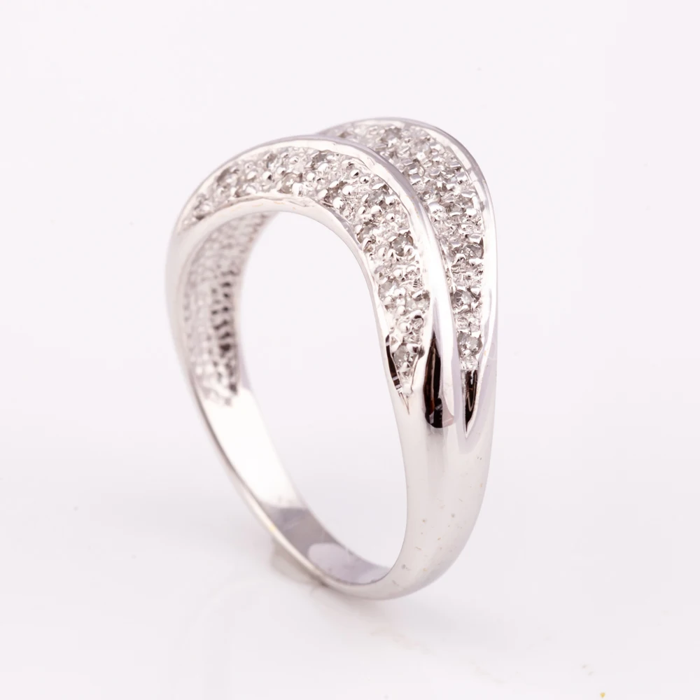 Элегантное высококачественное 925 Серебряное витое кольцо с алмазным родиевым покрытием