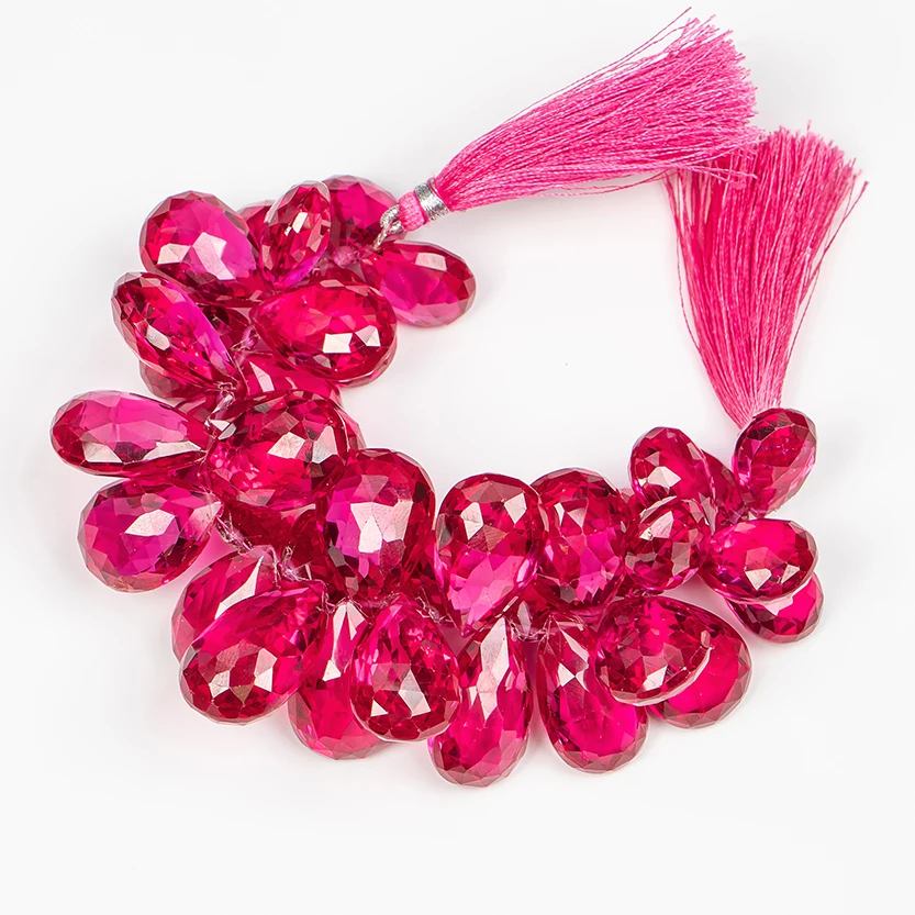Высокое качество кубический цирконий рубин граненые бусины в форме груши CZ рубины драгоценные камни оптом