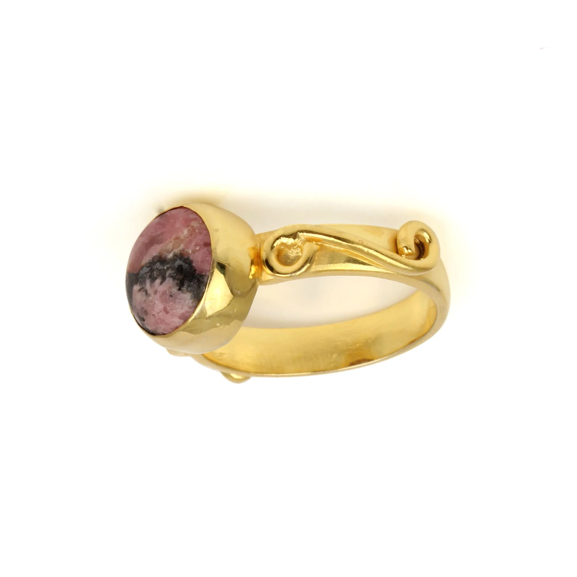 2024 Best Selling 925 Sterling Silver Fine Natural Gemstone Rhodonite Ring 10mm Custom Eternity Vermeil Manufacturer Direct