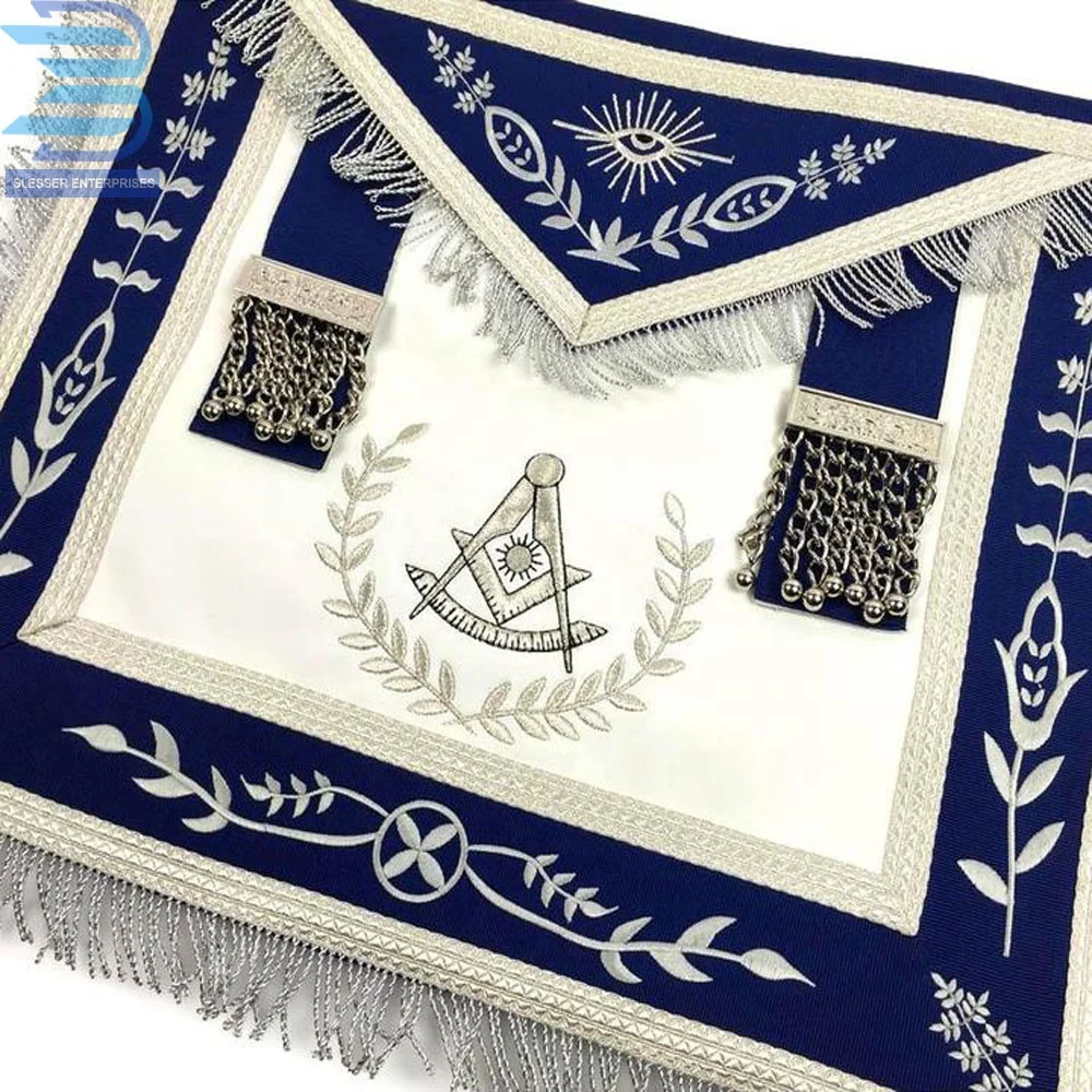 Top Selling Apron Masonic Regalia Blue Lodge Past Master Embroidery Freemason Royal Blue Apron