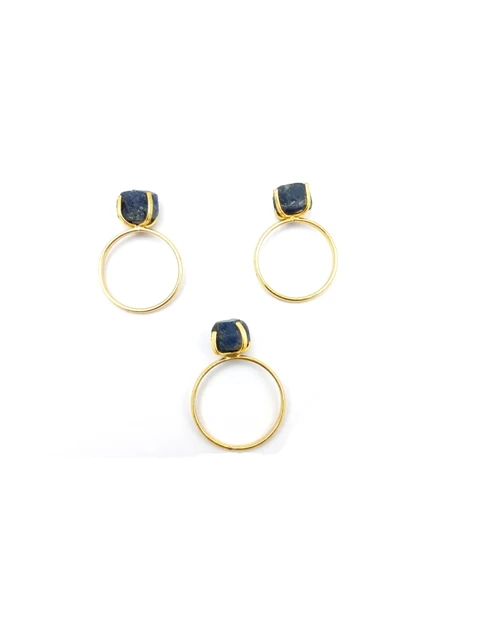 Blue Sapphire Raw September Birthstone Gold Plated Prong set Ring