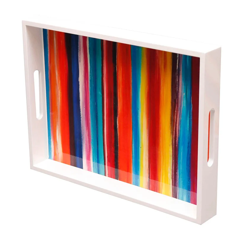 New Arrival Best Price Rainbow Pattern Lacquer Serving tray Wholesale made in Vietnam Manufacturer