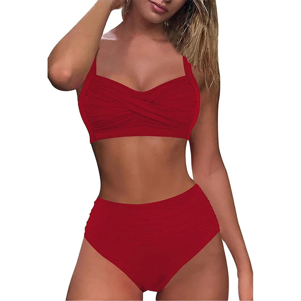 2023 wholesale price plain color swimsuit swimwear Cheap bikini bandage bikini