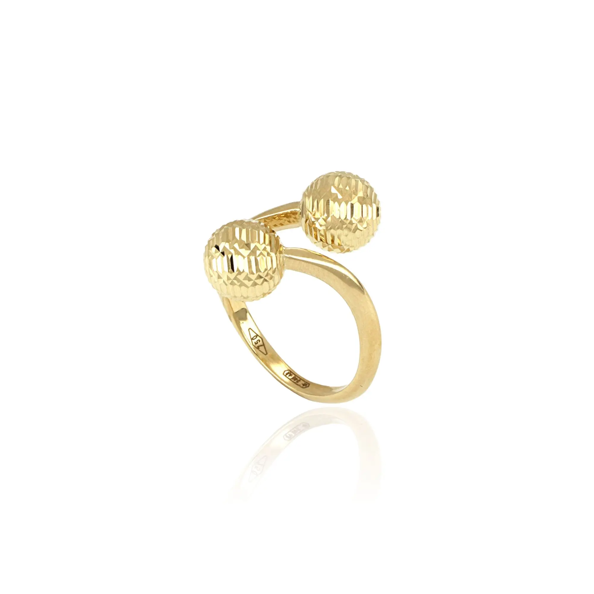  Best Italian Creation Atena Double Spheres Ring in Gold for