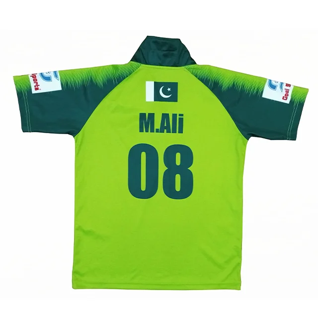 OEM best quality pakistani cricket shirts 100% polyester material with OEM number name and size chap whole sale price pakistan