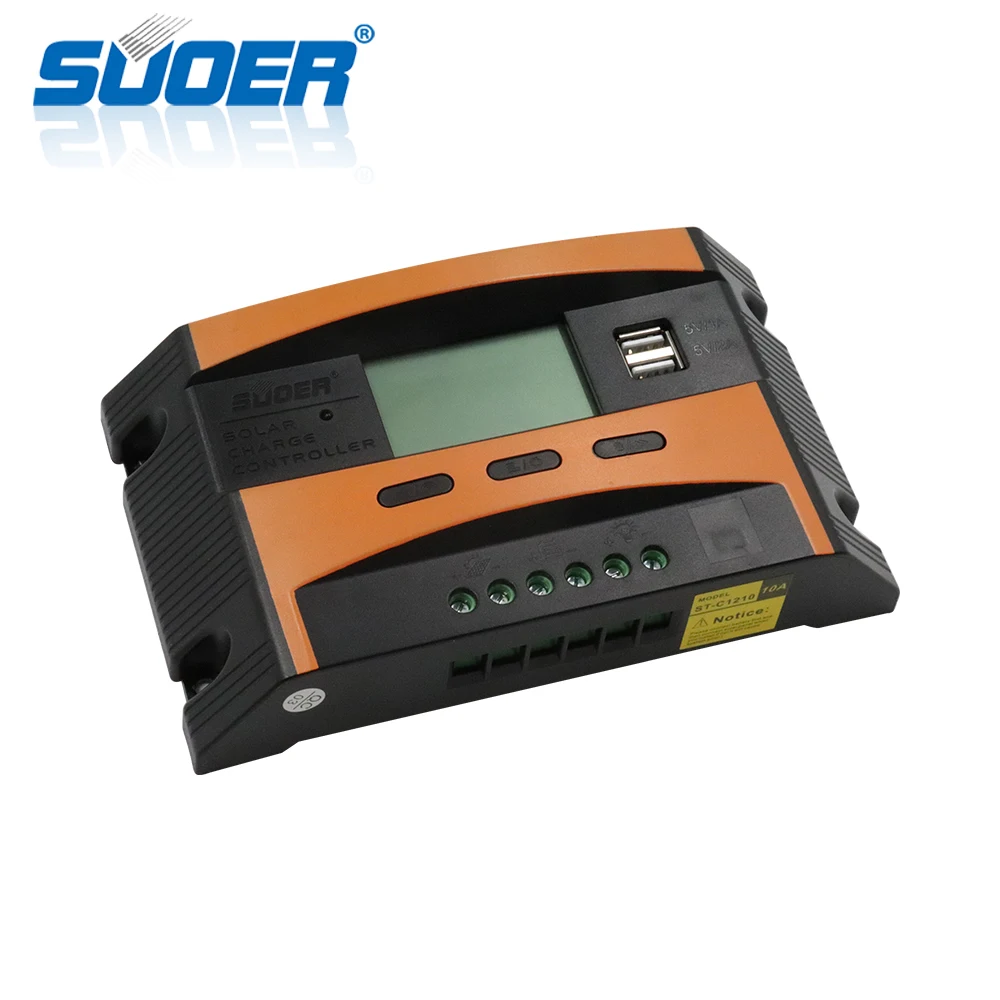 Suoer 12V 10A Price Smart Solar Power System Panel Charge Controller With Two Interfaces