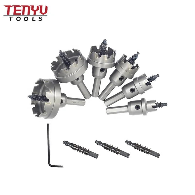 6Pcs TCT Hole Saw Set with Carbide Tipped Tooth Hole Saw Core Bit Kit Cutter for Stainless Steel Metal Wood Drilling