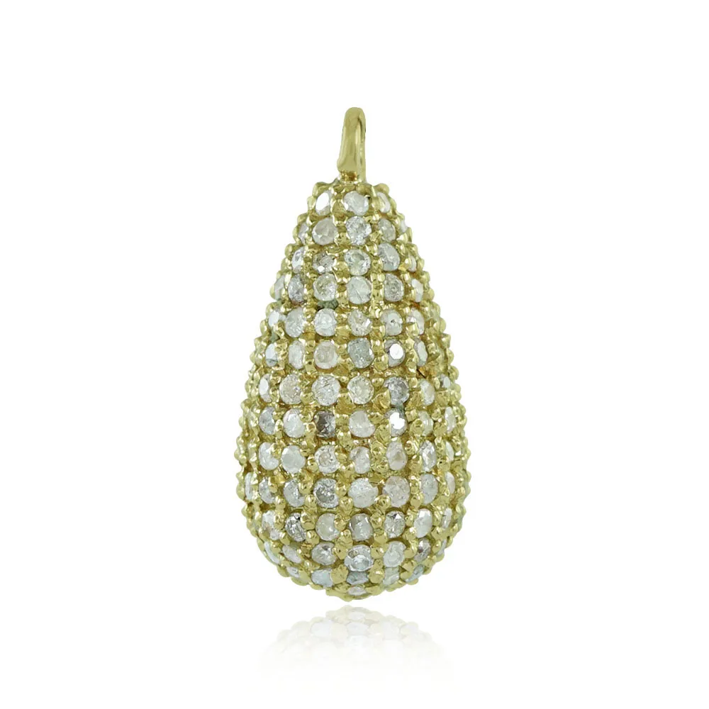 Natural Pave Diamond 14k Gold Pear Shaped Designer Teardrop Finding Component Jewelry