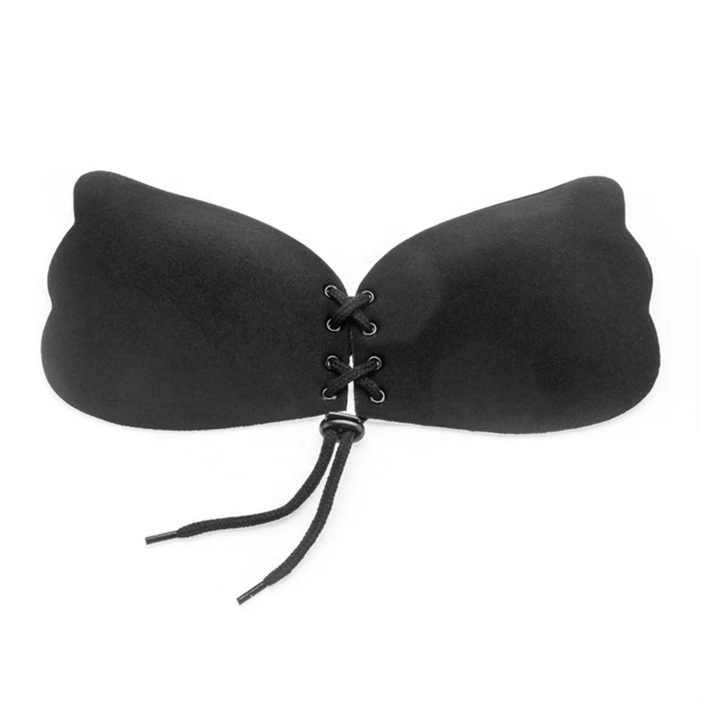 Lace up Front Closure Silicone Adhesive Bra Factory ladies lingerie push up backless bra