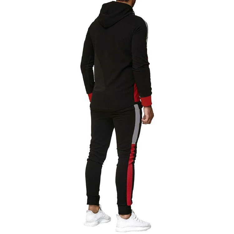 Оптовая продажа черный и синий спортивный костюм с полосками по бокам цельный на молнии буксировкой уличная одежда мужская спортивная повседневная