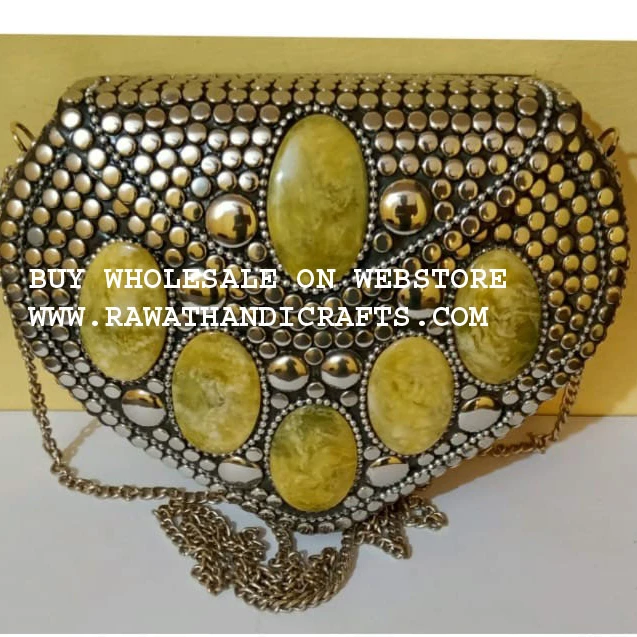 handmade brass metal gold color Ladies clutch BG-WA0011