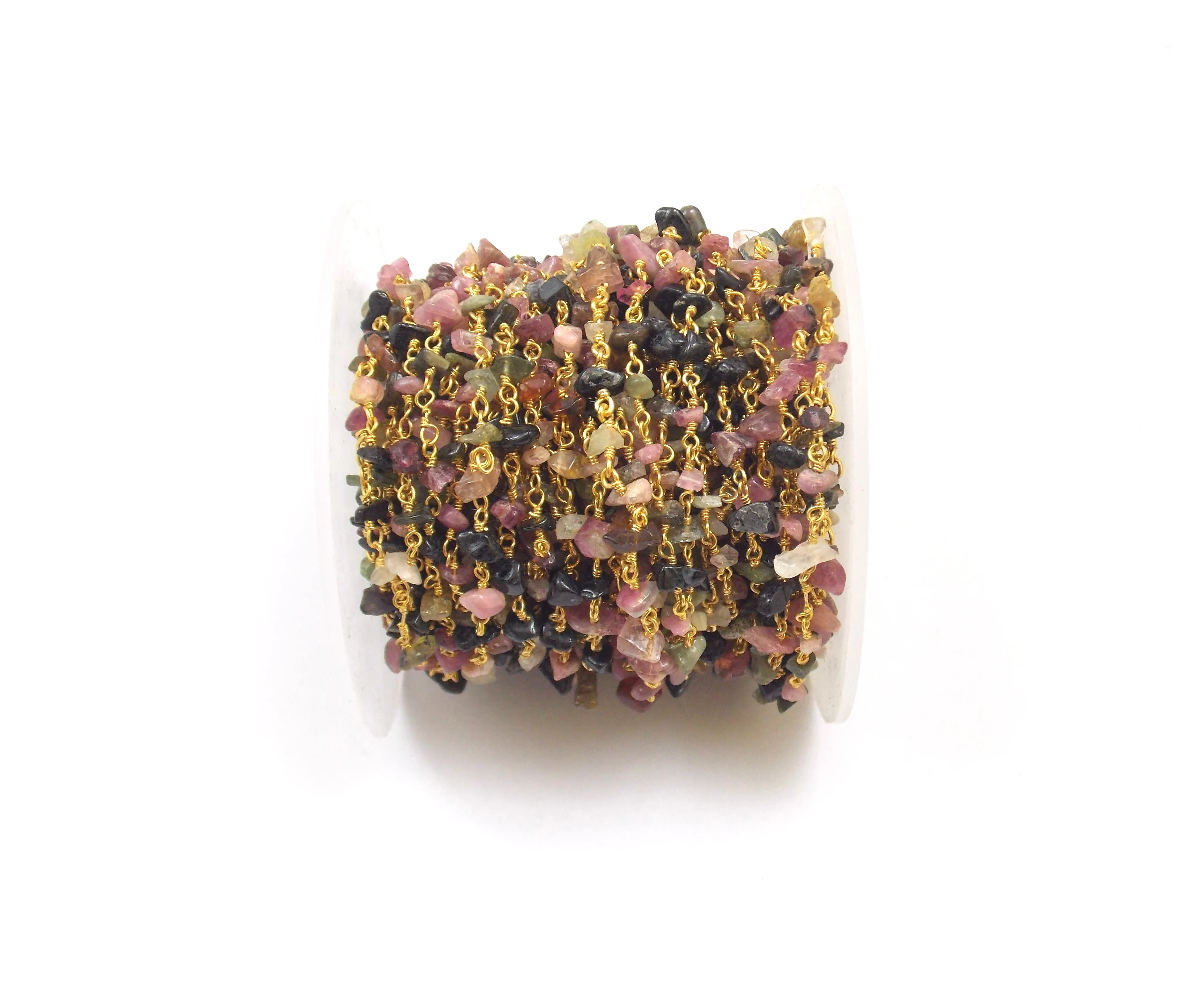 Tourmaline Rosary Mystic Beads Natural Multi Gemstone Jewelry Layered Waist Gold Plated Coin Charm Chain