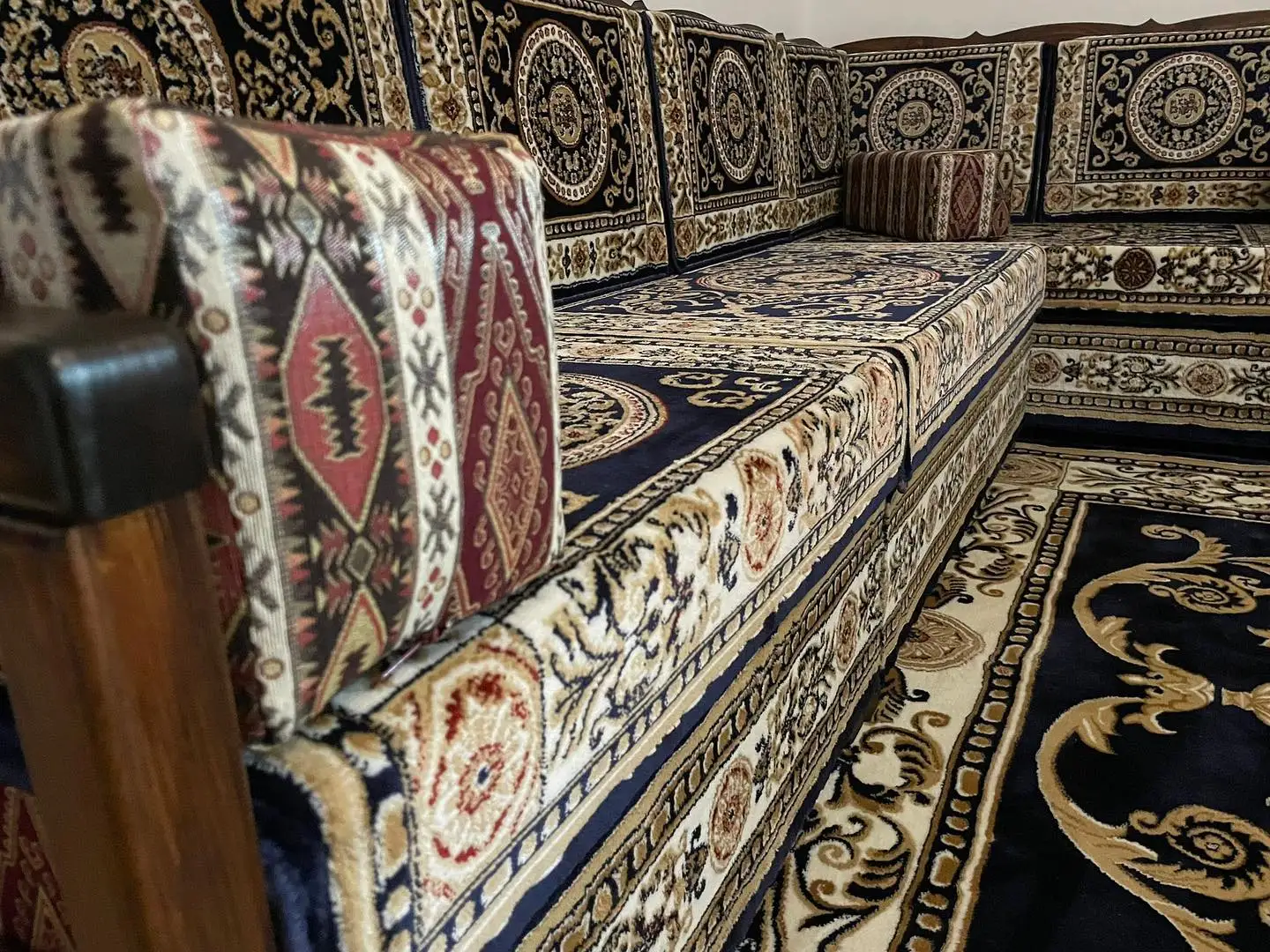 Комплект деревянного дивана U-образной формы, комплект для гостиной с чехлом, деревянная мебель, с хранилищем