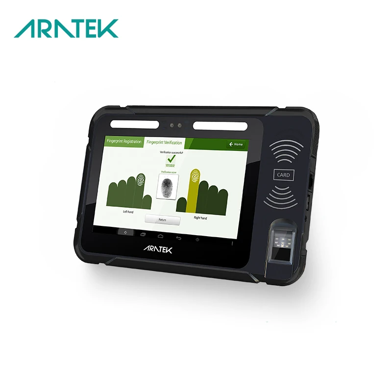 Aratek NFC Card Reader Biometric Tablet 7 inch Mobile Handheld Facial Fingerprint Android 8.1 Tablet Rugged