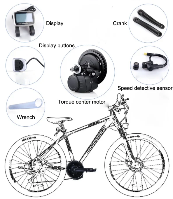 new electric bike conversion kit hot sale TZD2 central mid drive motor 250w 24v36v48v bilateral torque sensor center motor kit