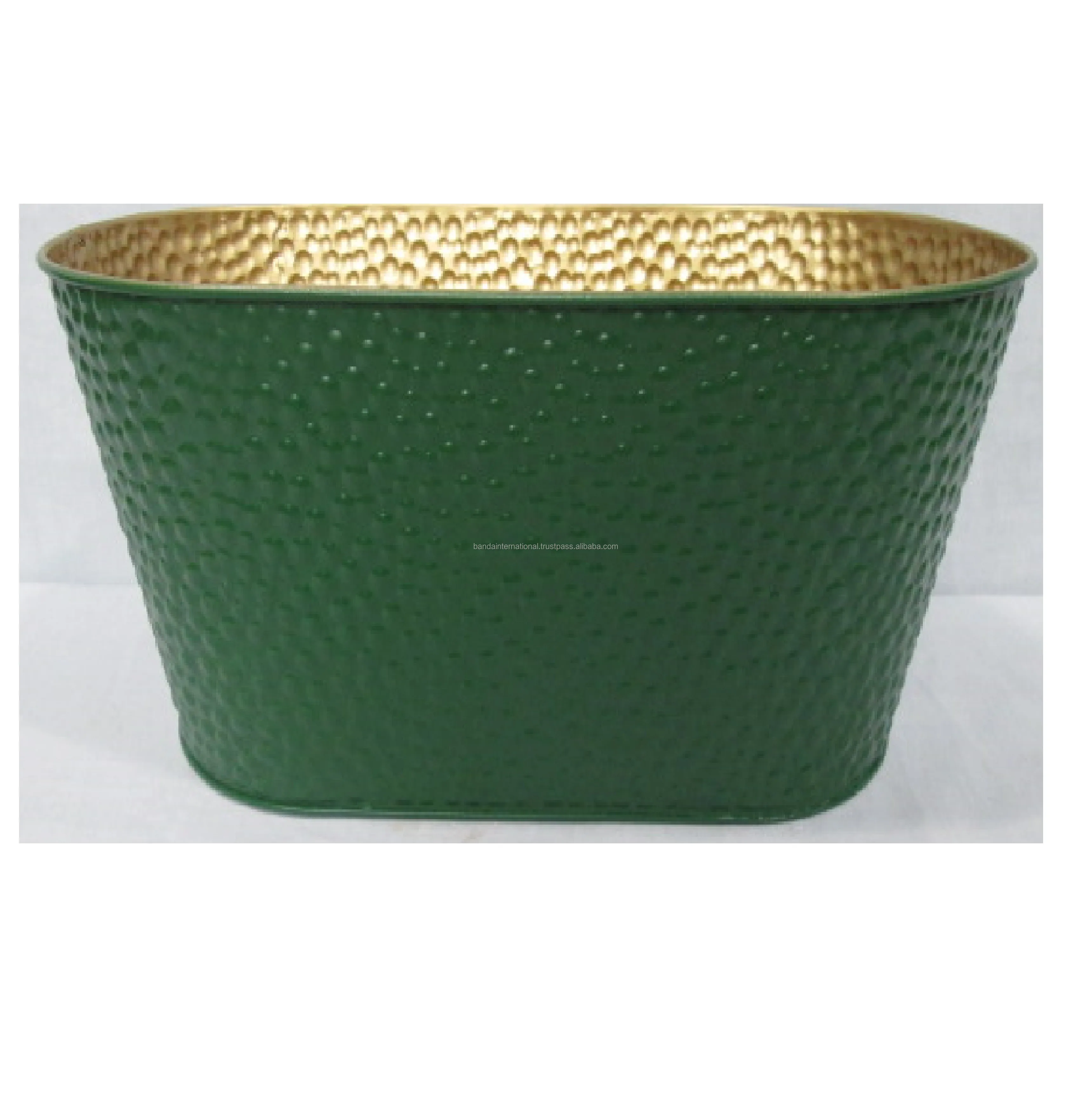 Indian Wholesale Top Quality Hammered Metal Flower Pots Green Color Galvanized Flower Planters