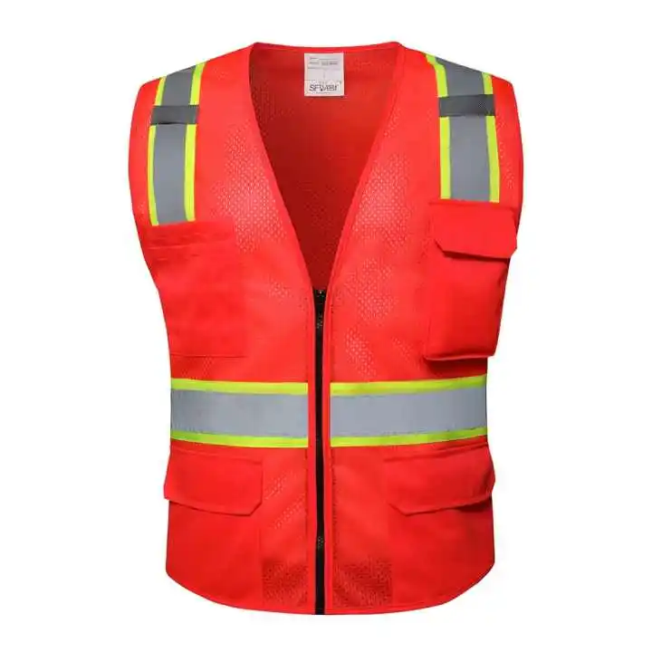 Hot Sale Of Custom Logo With Pockets Construction Wholesale High Visibility Reflective Safety Vest