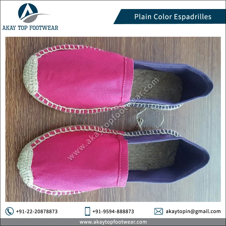 Espadrilles Leaders in Selling Traditional Design Jute Sole Plain Solid Color Espadrilles Flat Shoes