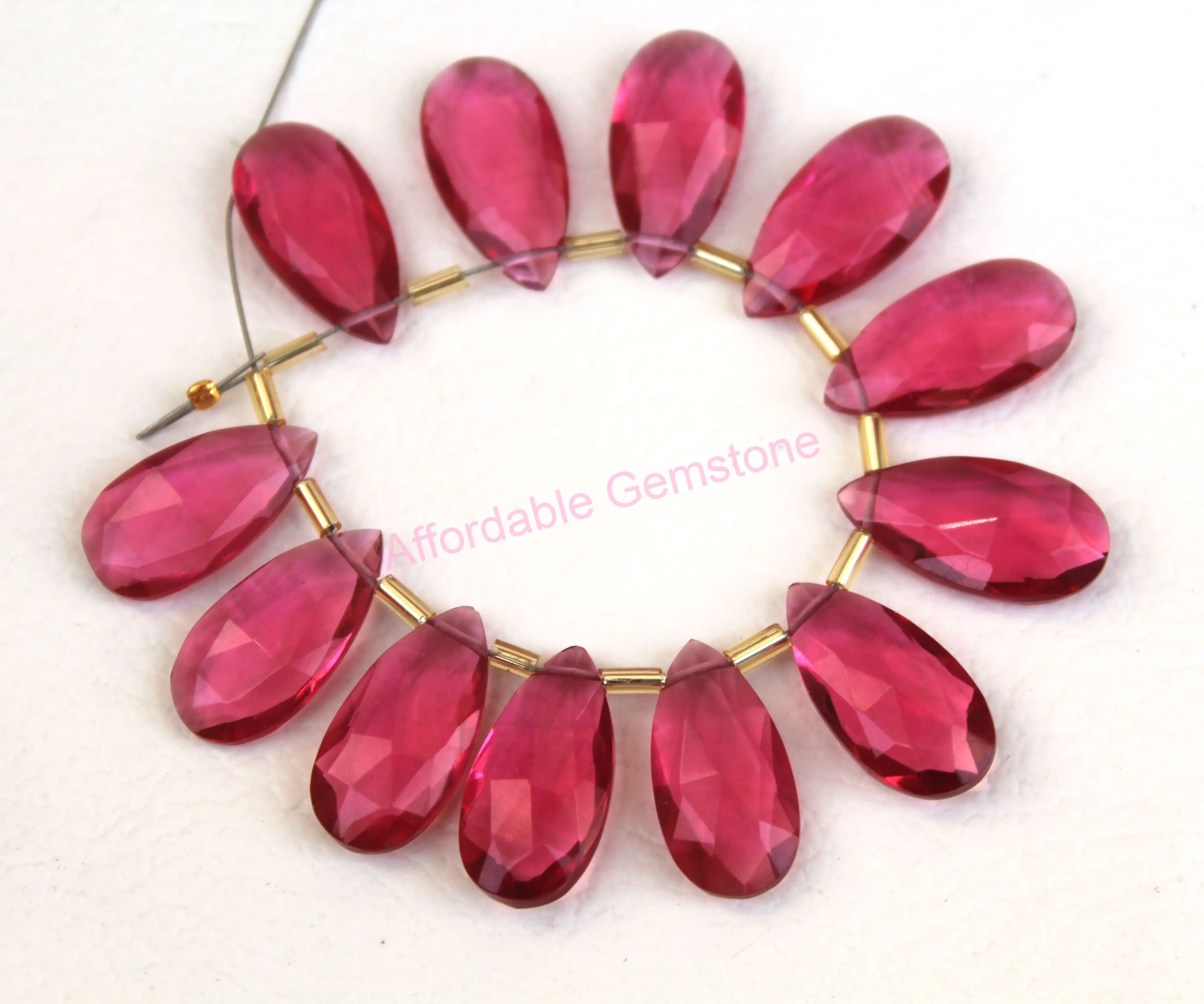Ruby lite quartz  pear shape good quality raw gemstone polished gemstones faceted beads handmade gems affordable gems