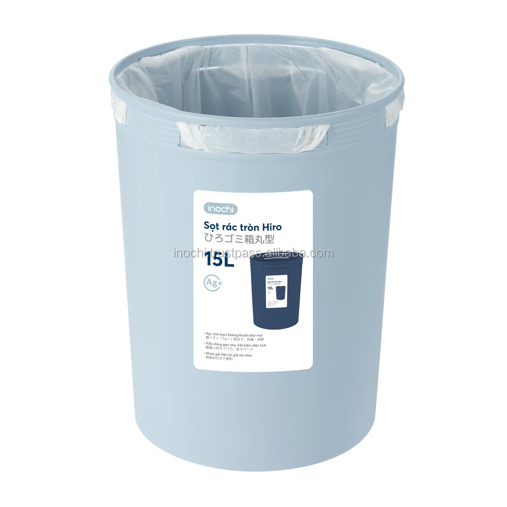 Wholesale Watse Bin For Kitchen Inochi 15L Smart Plastic Dustbin Circle Shape Without Lid  Ag+ Blue Color