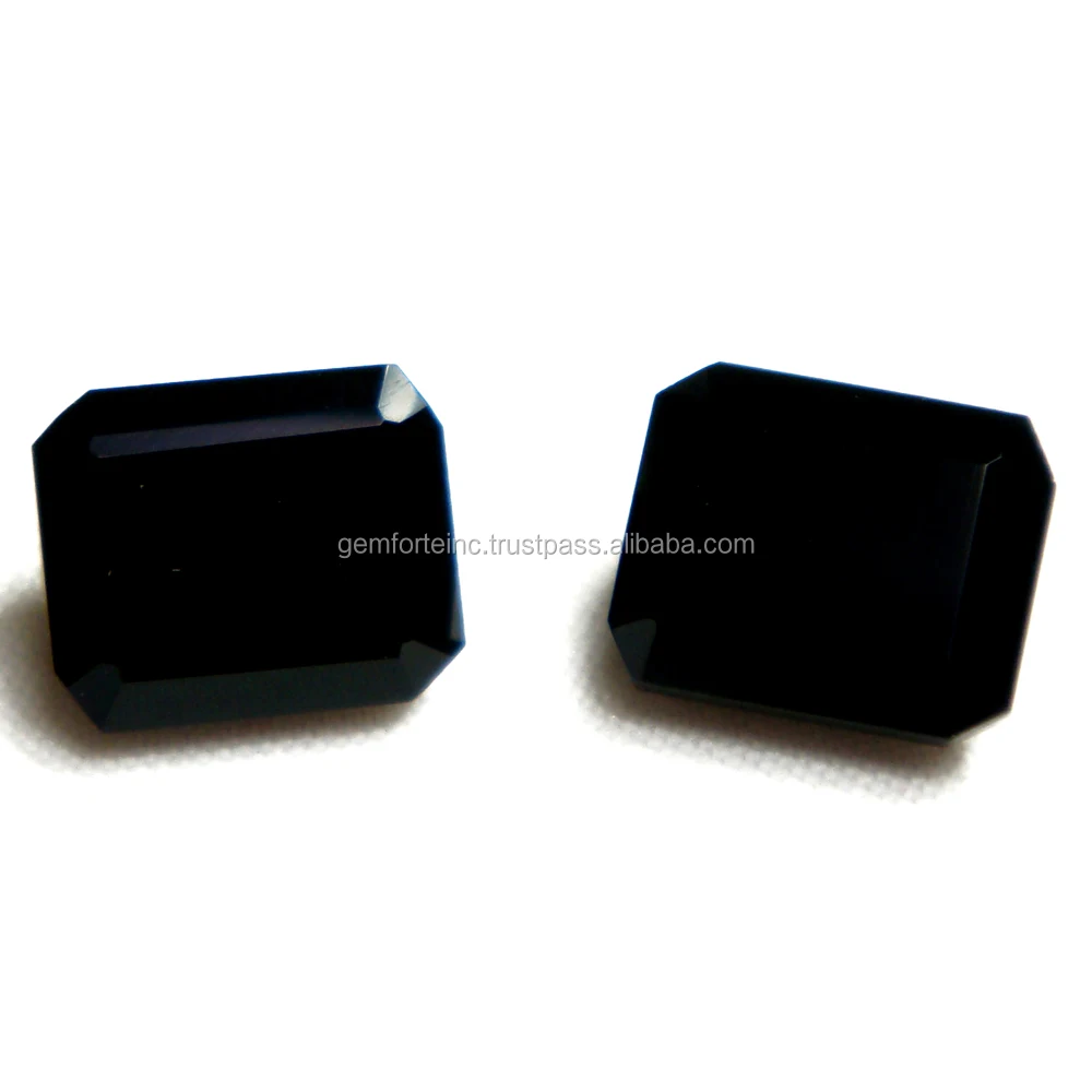 Loose Black Onyx Gemstone Customize Octogen Oval Round Shape Faceted Checker Cut Loose Gemstones Top Quality Natural Black Onyx