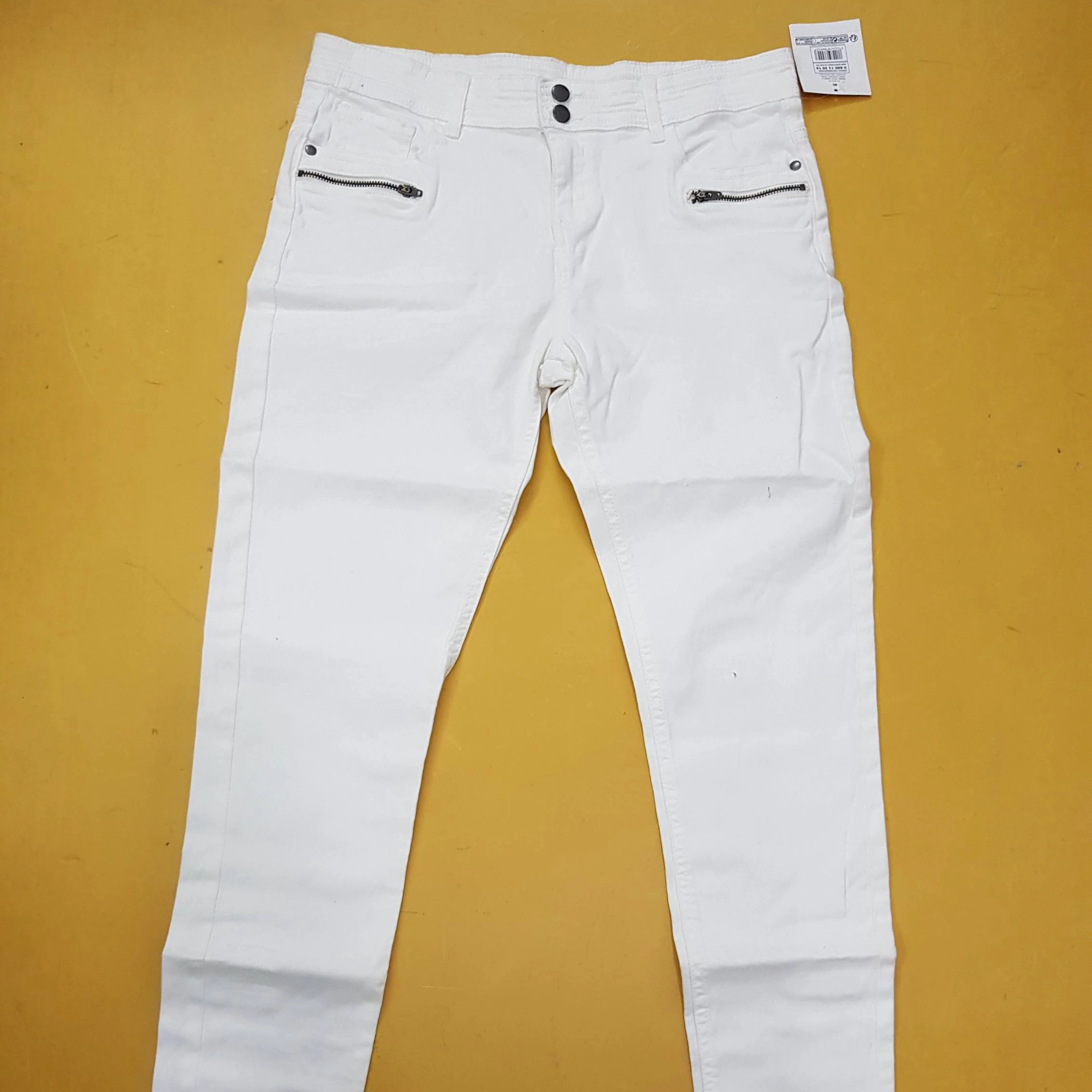 Garments Surplus Branded Labels Ladies Cotton Rich Womens Chino Smart Casual Trousers Buttoned Mid Waist Pants Bangladesh Stock
