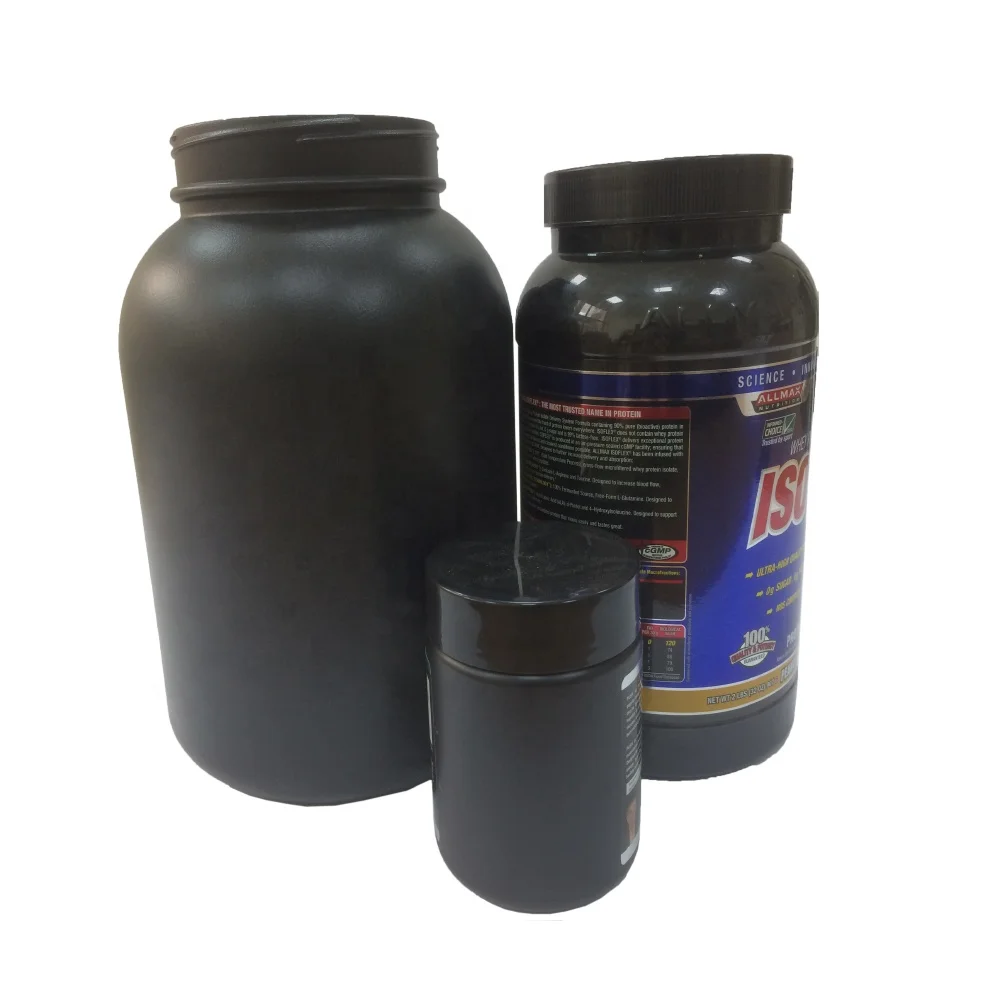 Black Plastic Protein Powder Bottle with scoop
