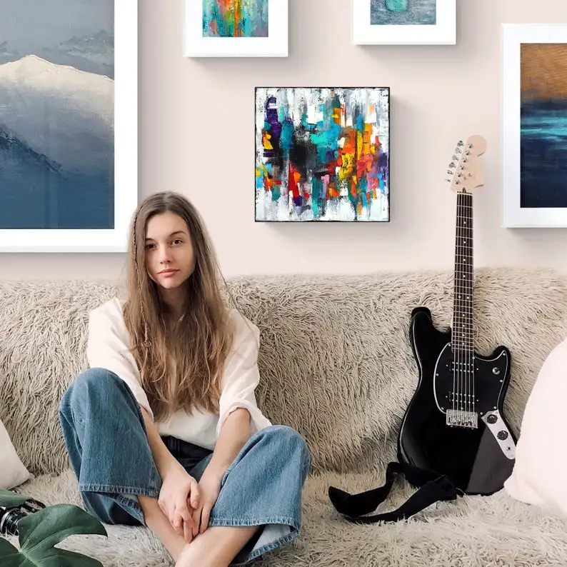 
Abstract Cityscape Painting ORIGINAL ART City Wall Art Canvas Impasto Oil Painting Abstract Landscape Painting 