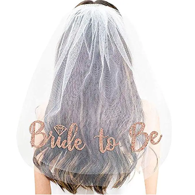 Wedding Party Decoration Bride To Be Gift Bridal Shower Silver Crystal Veils Hen Party Favor Bachelorette Party White Veil