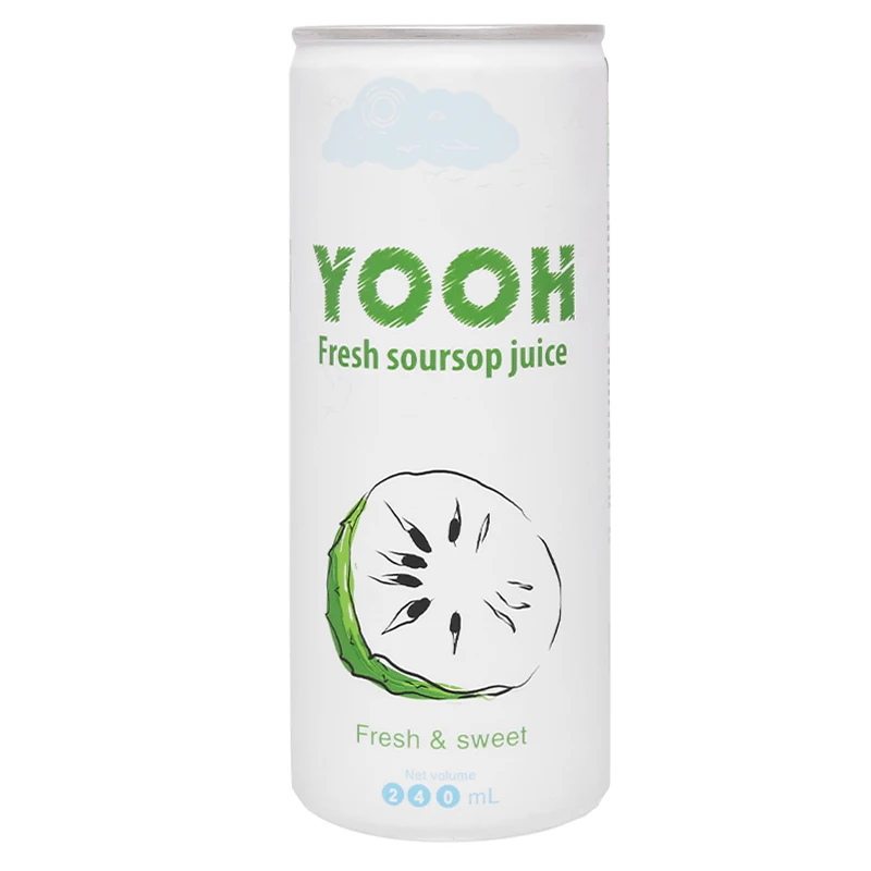 Beverage Drinks canned Soursop Fruit Juices 240ml YOOH Brand from Vietnam for Wholesale