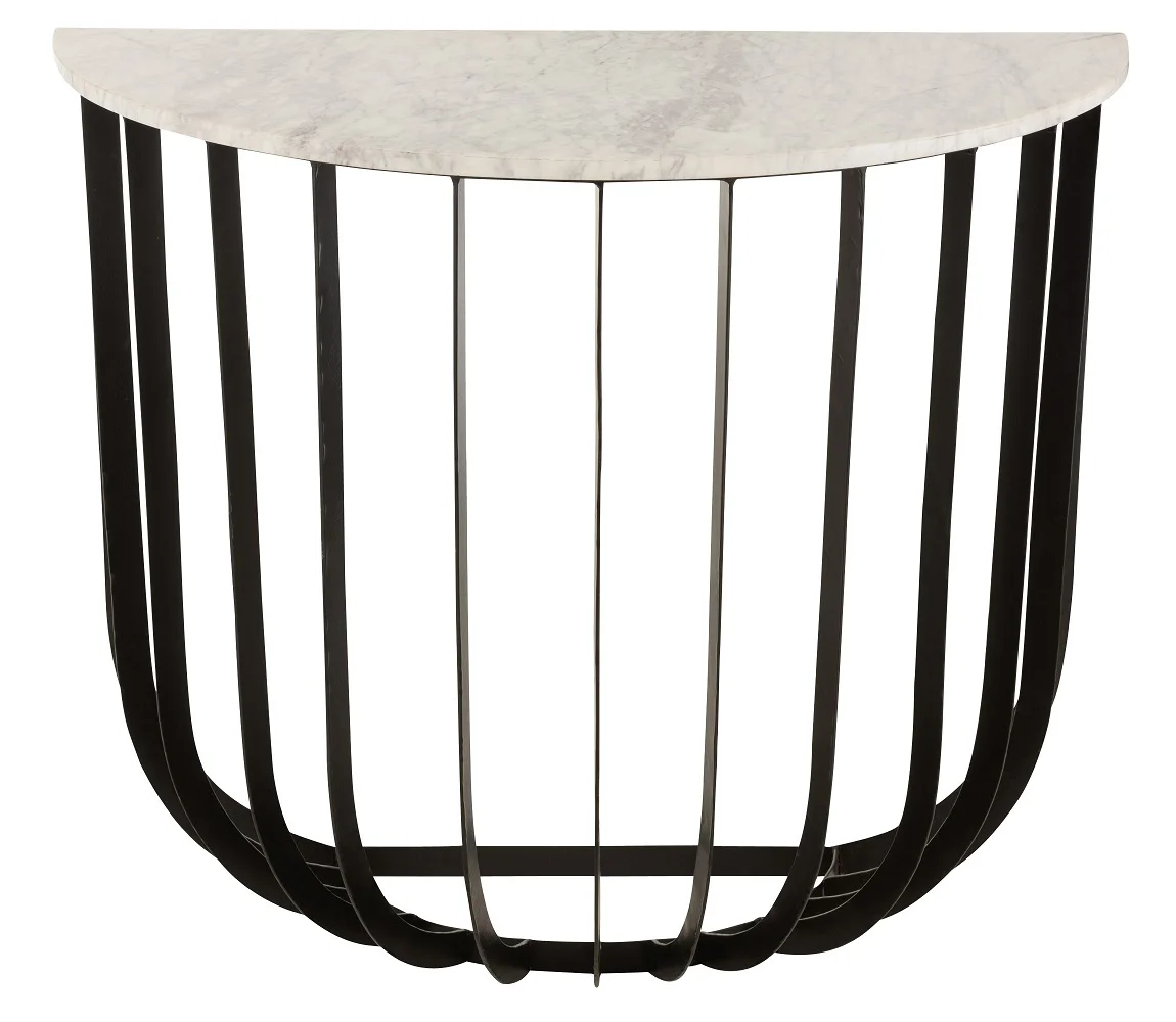Halfmoon Marble Console Table Semicircular Marble Top and Iron Frame Console Table New Design Wholesale Console Table