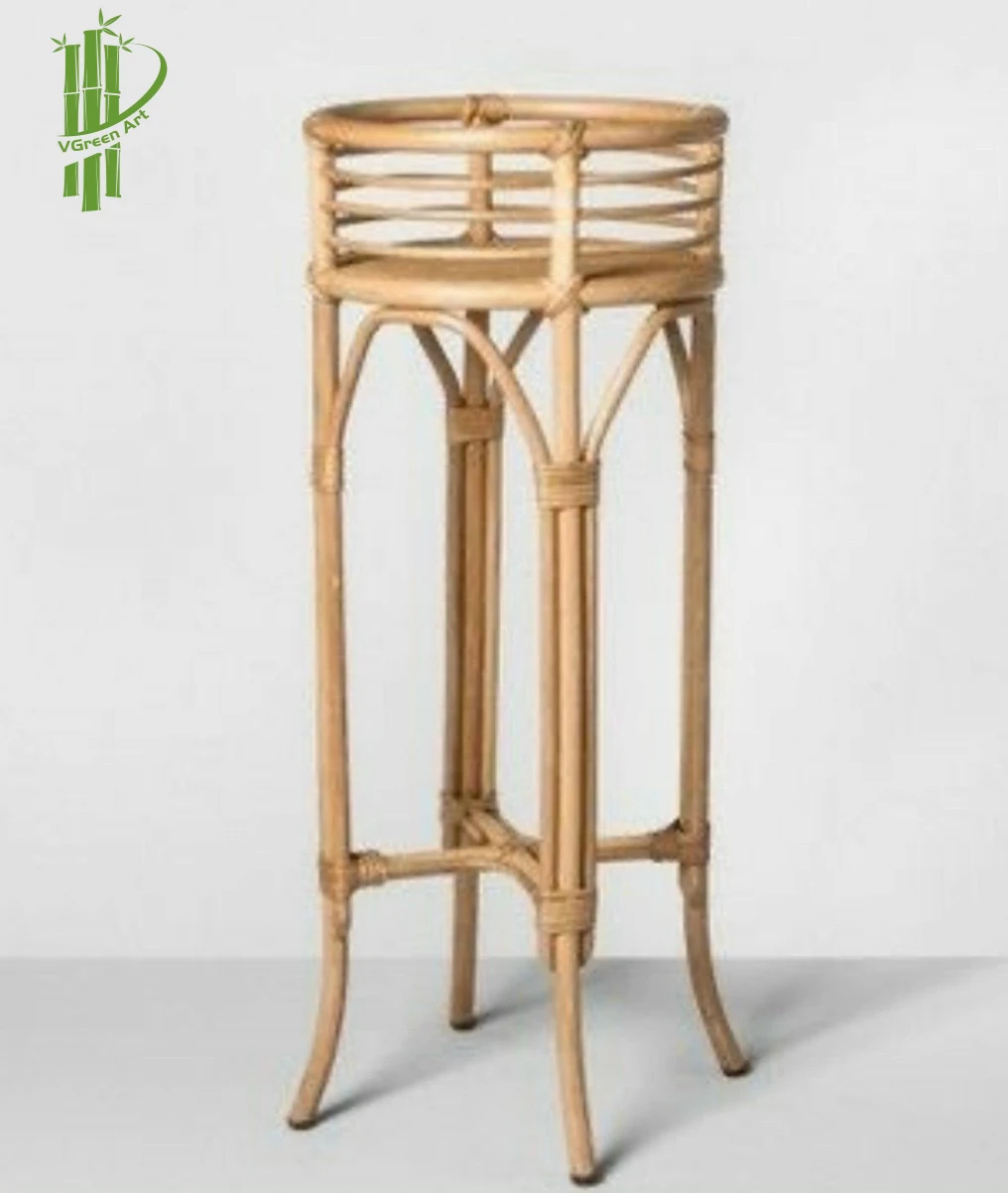 Hot sales rattan potted plant with legs bamboo plant pots shelf flower pots