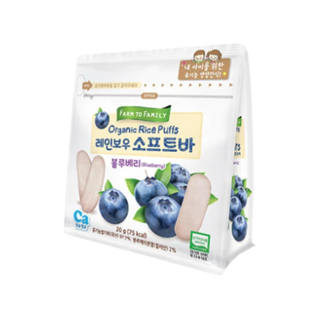 
Korean Organic Rice Snacks for baby made in Korea Soft bar Blueberry Flavor 