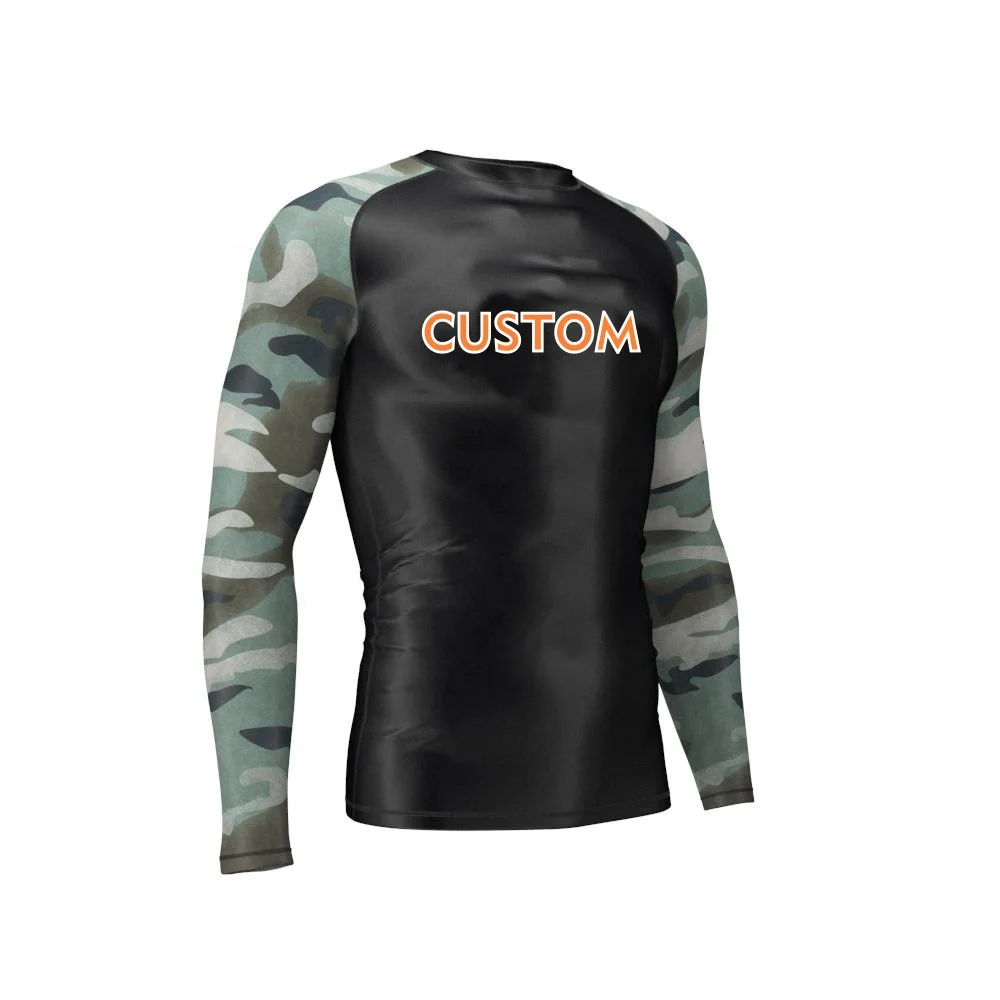 Custom Sublimation Spandex Surf Shirt Design Your Own Compression Mma Bjj Rash Guard