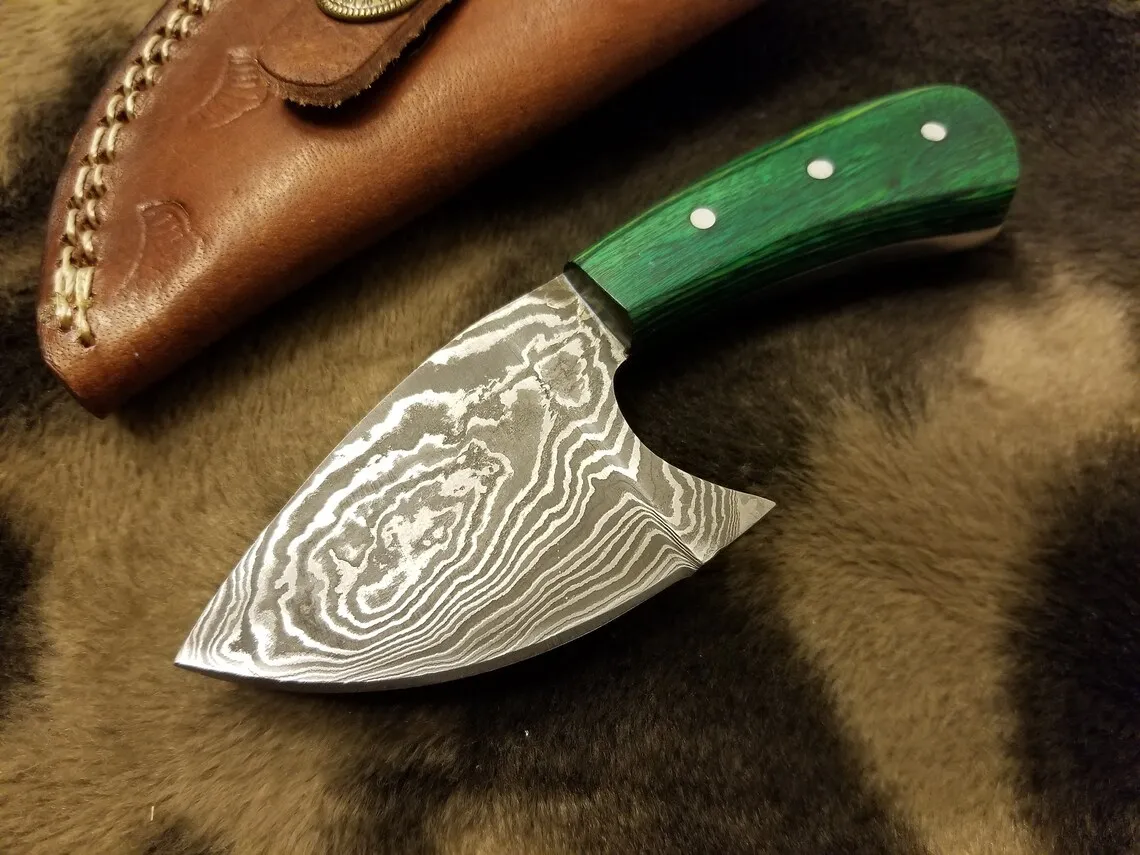 Skinner Дамасская сталь ручной работы/фиксированное лезвие с листами микрокарты масштаб 5 дюймов