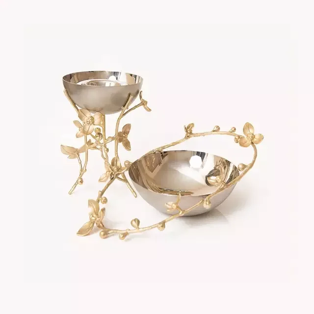 Newest design Incense Set of 3pcs for Home Tableware Bukhoor Dukhoor Burner decorative Gold Plated Metal Incense Burner